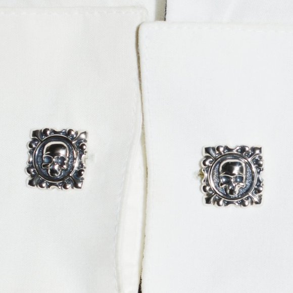 STERLING SILVER 925 DESIGNER CUFFLINKS SCULL DESIGN ONE SIZE NEWLY HANDMADE - Picture 6 of 15